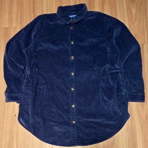 LL Bean Corduroy Button Up Shacket Women’s Large Blue
